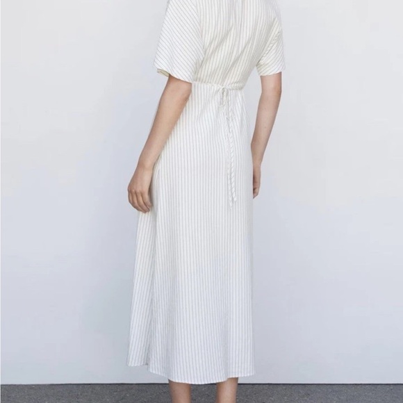 Mango Stripe Maxi Wrap Dress Size 8 - Picture 2 of 14